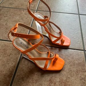 Women's Orange Strappy Heels